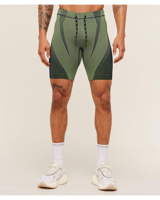 GYMSHARK Green Seamless Running Half Tight for men