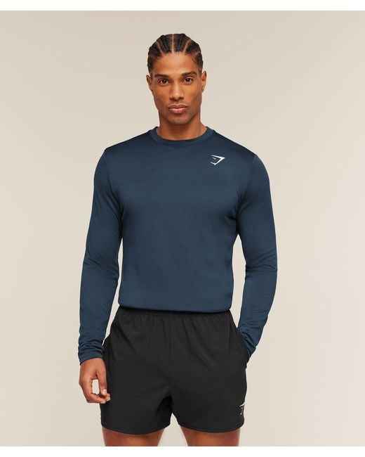 GYMSHARK Blue Arrival Long Sleeve T-Shirt for men