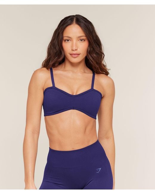 GYMSHARK Blue Poise Light Support Seamless Sports Bra