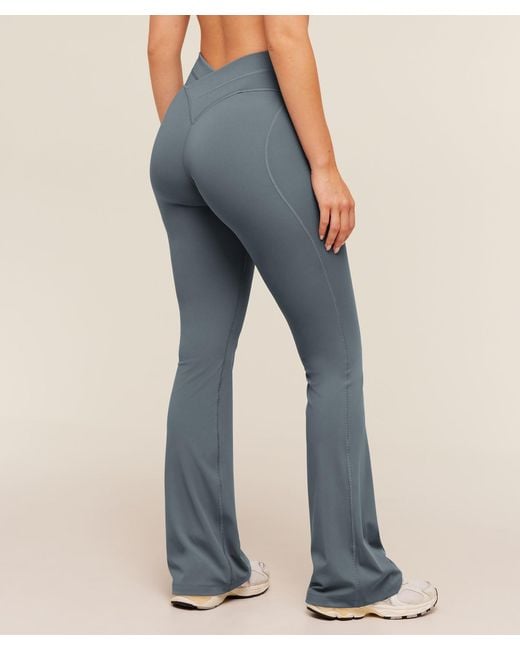 GYMSHARK Blue Crossover Back Flared Leggings