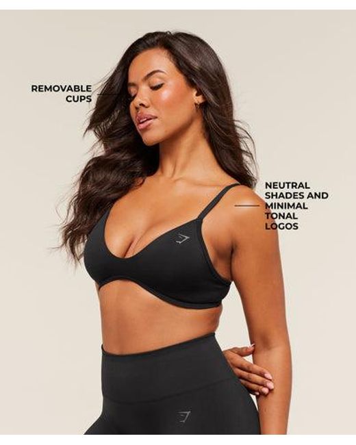 GYMSHARK Black Soft Sculpt V-Neck Sports Bra