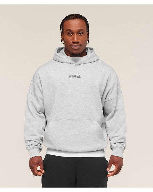 GYMSHARK Gray Olde English Hoodie for men