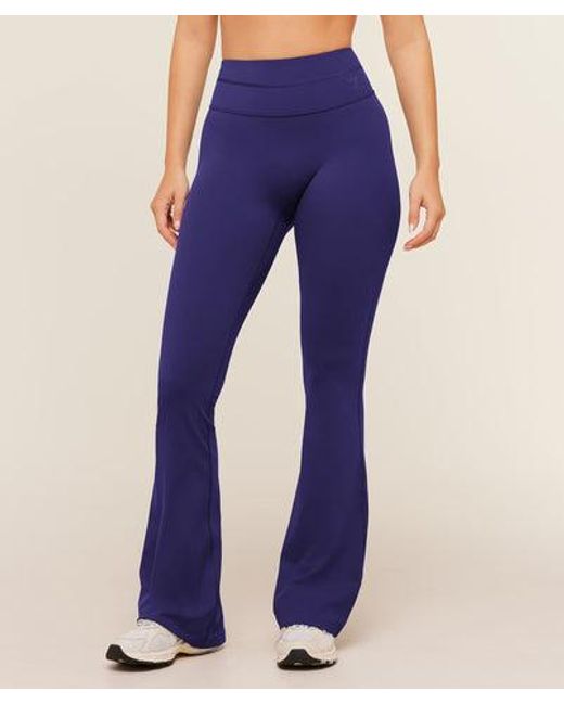 GYMSHARK Blue Crossover Back Flared Leggings