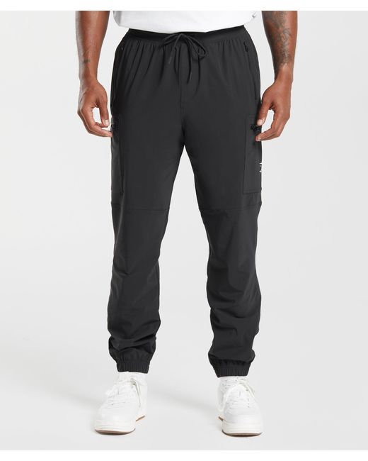 GYMSHARK Black Rest Day Cargo Pants for men