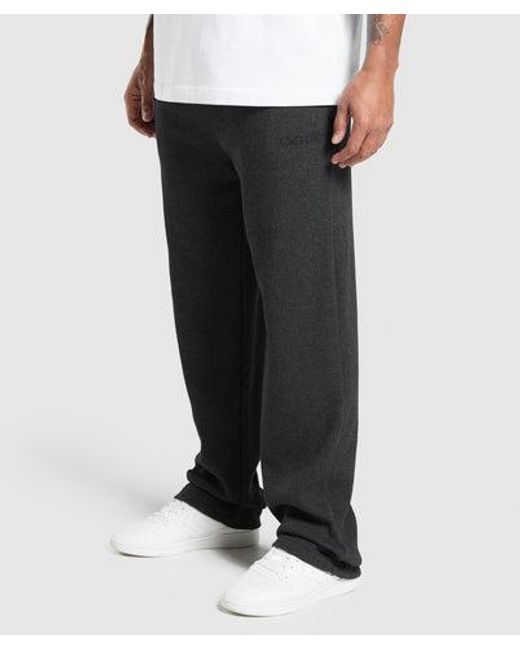 GYMSHARK Black Waffle Straight Leg Joggers for men