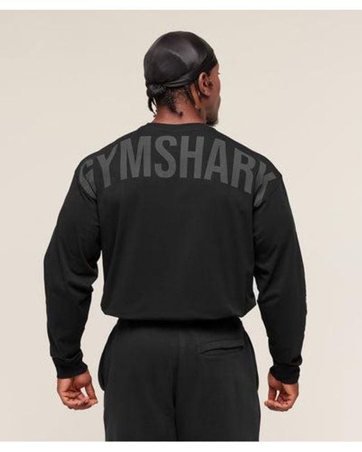 GYMSHARK Black Power Long Sleeve T-Shirt for men