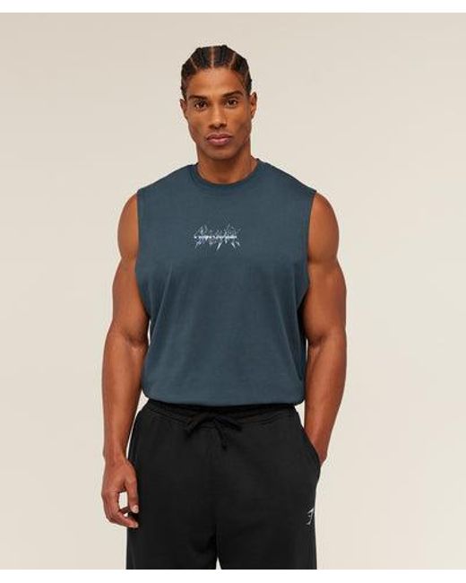 GYMSHARK Blue Eagle Band Style Graphic Tank for men