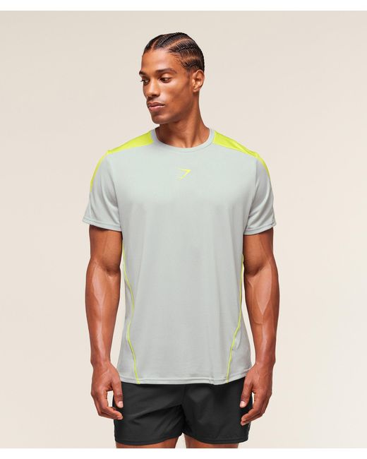 GYMSHARK Gray Arrival Block T-Shirt for men