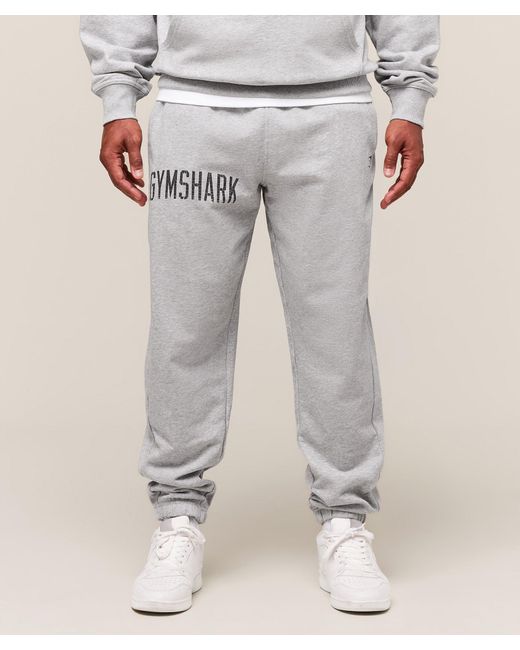GYMSHARK Gray Worn Graphic Joggers for men