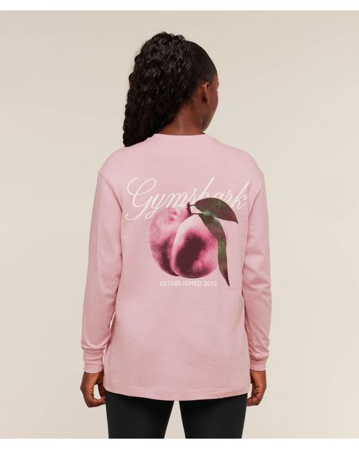 GYMSHARK Pink Juicy Peach Long Sleeve T-Shirt