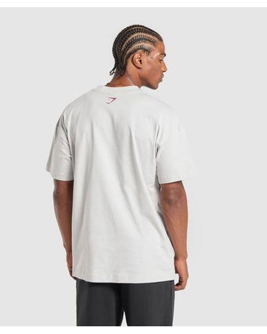 GYMSHARK White Strength Dept Graphic T-Shirt for men