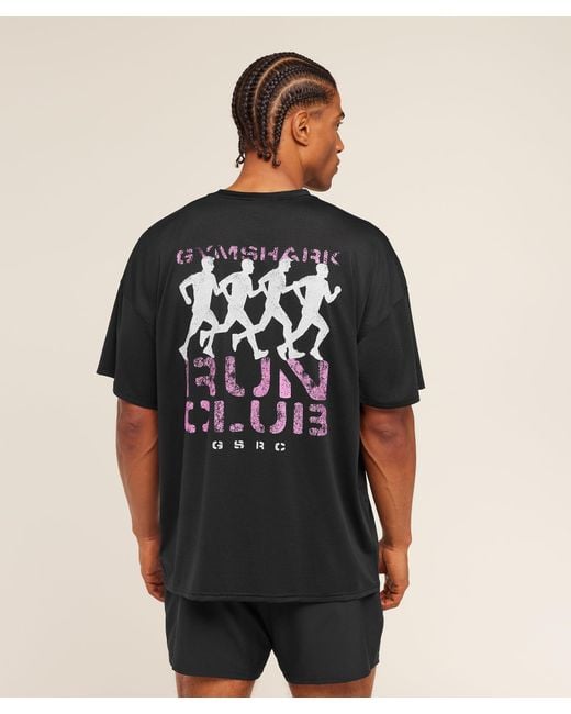 GYMSHARK Black Gsrc Stencil Graphic T-Shirt for men