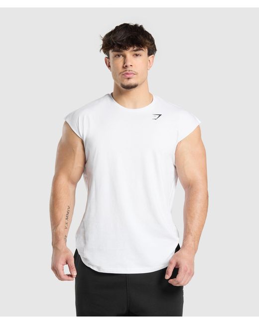GYMSHARK White Critical Drop Arm Tank for men