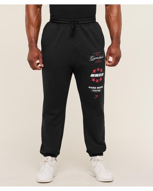 GYMSHARK Black Global Lifting Graphic Pants for men