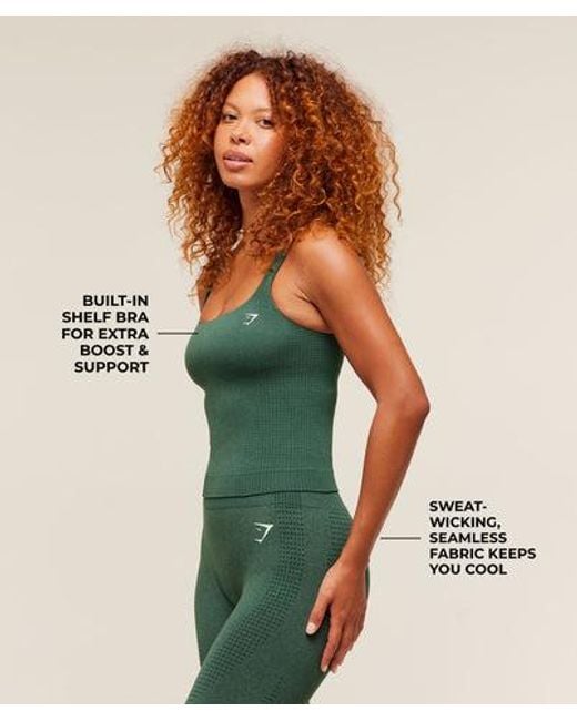 GYMSHARK Green Vital Tank With Shelf