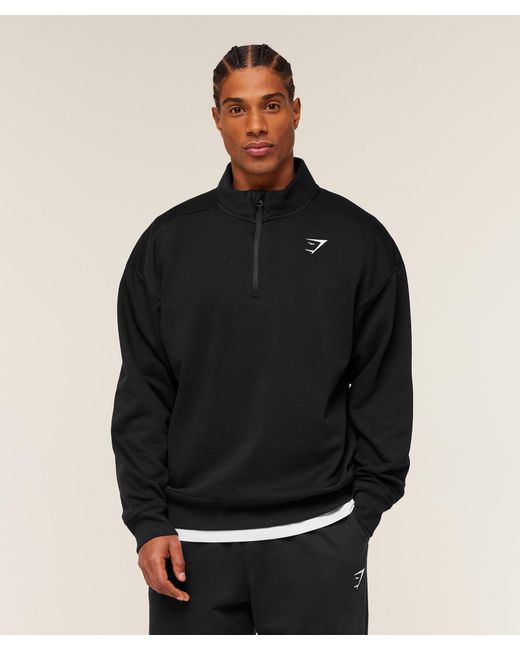 GYMSHARK Black Crest Oversized 1/4 Zip for men