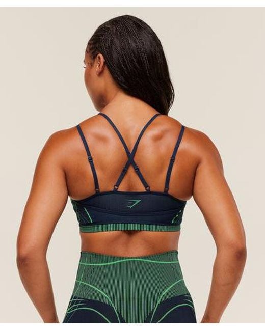 GYMSHARK Blue Apex Seamless Strappy Sports Bra
