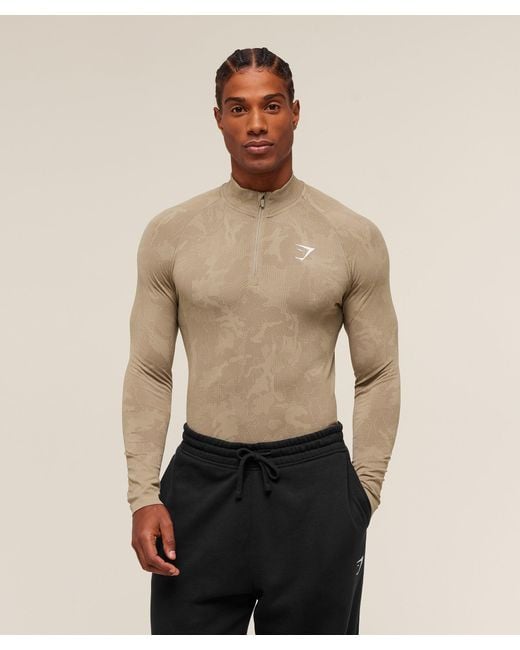 GYMSHARK Natural Geo Seamless 1/4 Zip for men