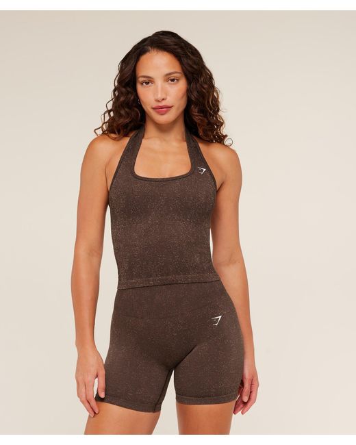 GYMSHARK Brown Adapt Fleck X Whitney Tank With Shelf