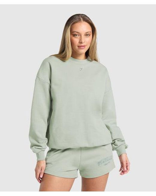 GYMSHARK Green Campus Classics Graphic Sweatshirt
