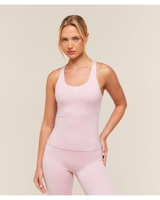 GYMSHARK Pink Everyday Racer Back Tank With Shelf