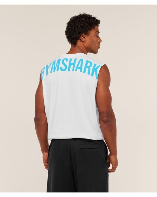 GYMSHARK White Power Cut Off Tank for men