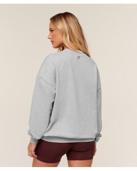 GYMSHARK Gray Collegiate Graphic Crew Neck Pullover