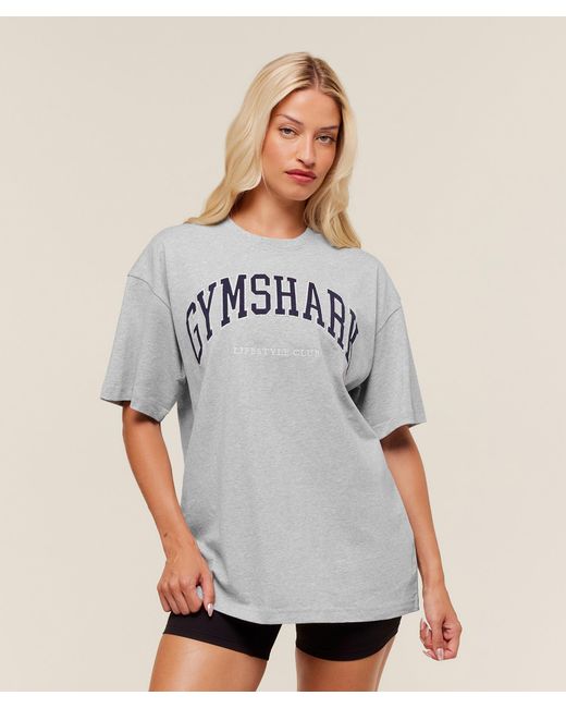 GYMSHARK Gray Collegiate Graphic T-Shirt