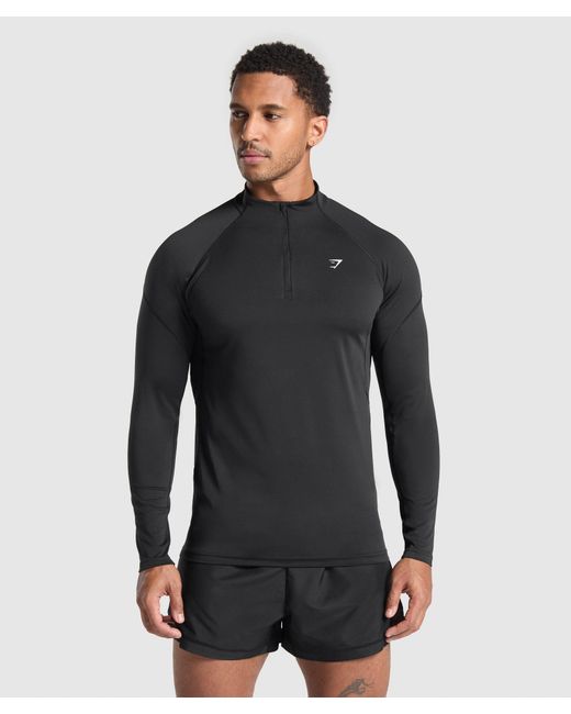 GYMSHARK Black Performance 1/4 Zip for men