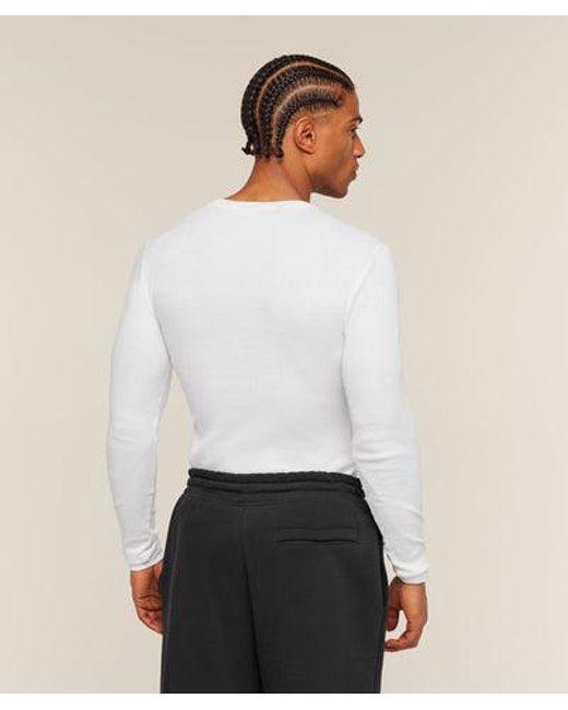 GYMSHARK White Ribbed Long Sleeve T-Shirt for men