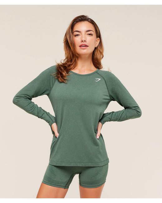 GYMSHARK Green Vital Seamless 2.0 Light Long Sleeve Top