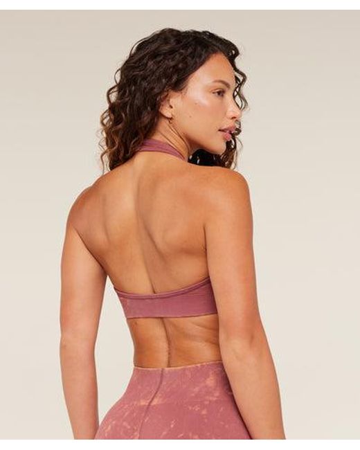 GYMSHARK Red Steel Seamless Halter Neck Bra