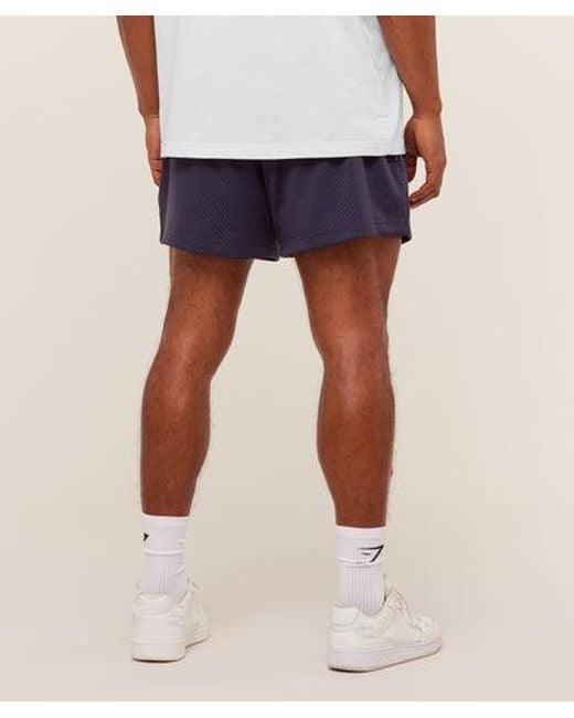 GYMSHARK Blue Lifting Mesh 5" Shorts for men