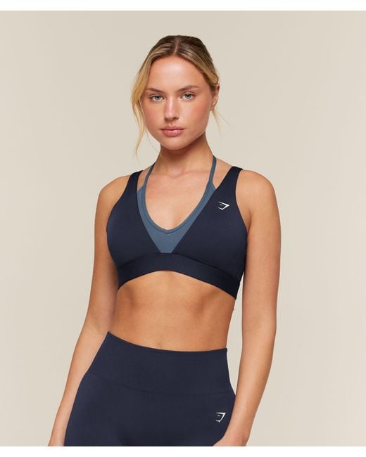 GYMSHARK Blue Double Layer Support Sports Bra