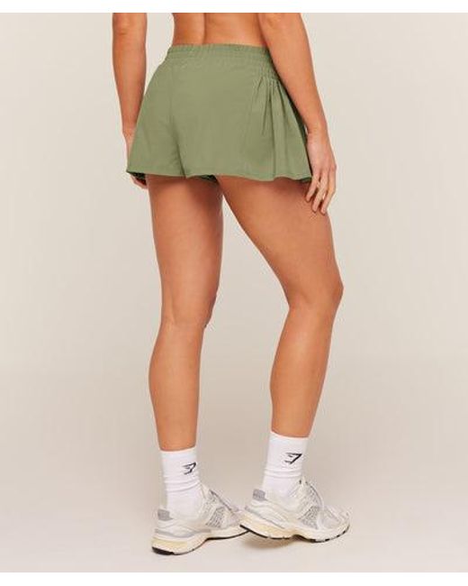 GYMSHARK Green Flutter Woven Shorts