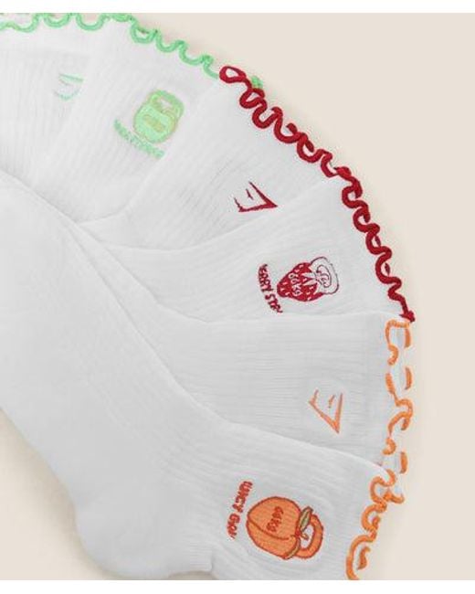 GYMSHARK Natural Fruity Graphic Midi Frill Socks 3Pk