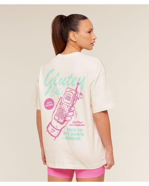GYMSHARK Natural Glutey Calls Graphic T-Shirt