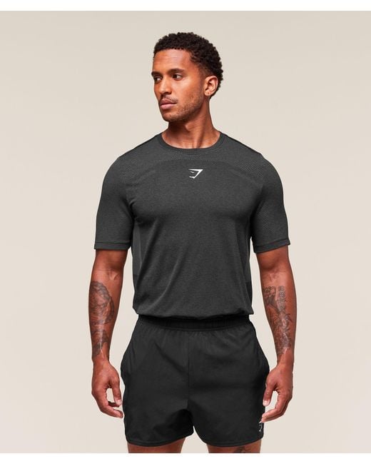 GYMSHARK Black Lightweight Seamless T-Shirt for men