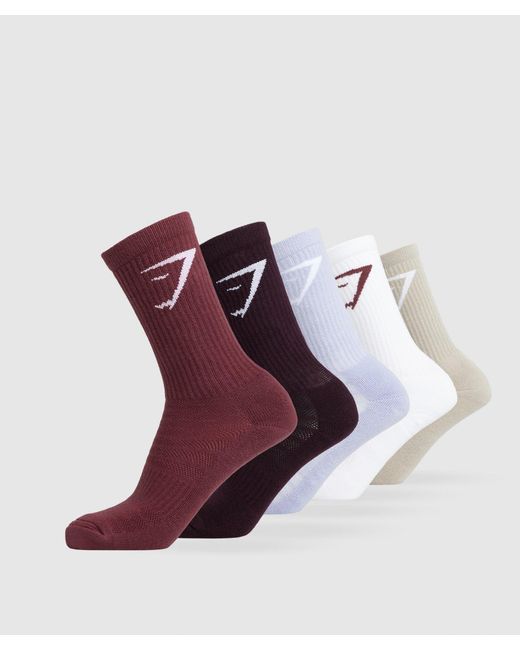GYMSHARK Purple Crew Socks 5Pk