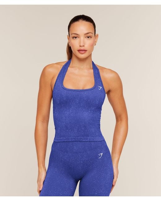 GYMSHARK Blue Adapt Fleck X Whitney Tank With Shelf