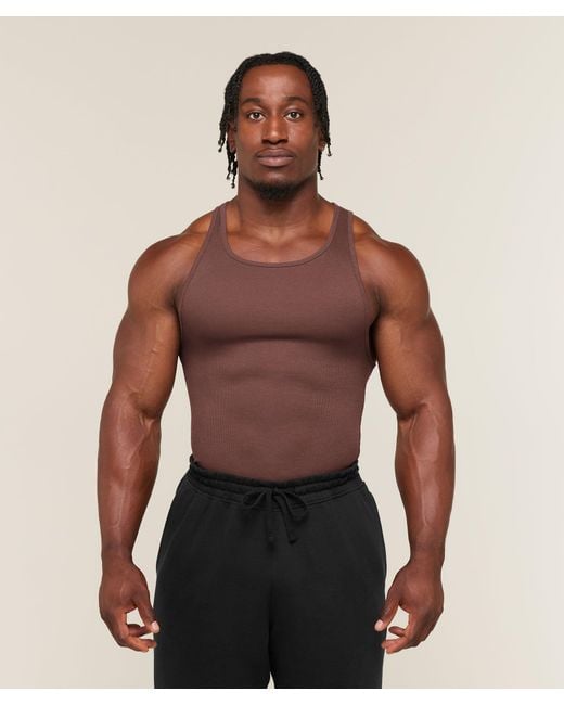 GYMSHARK Red Ribbed Tank 1Pk for men