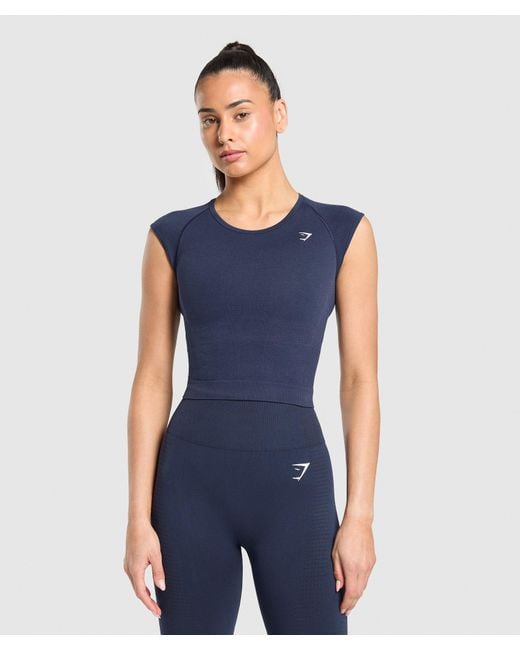 GYMSHARK Blue Vital Scoop Neck Top