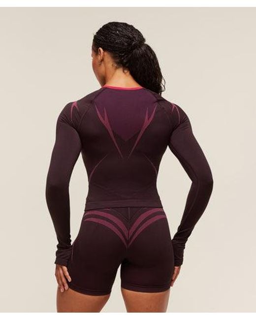 GYMSHARK Purple Apex Lift Seamless Long Sleeve Crop Top