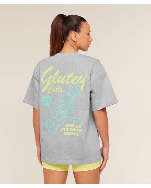 GYMSHARK Blue Glutey Calls Graphic T-Shirt