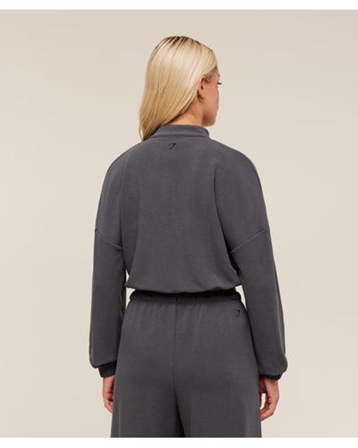 GYMSHARK Gray Waffle Midi Zip Up Jacket