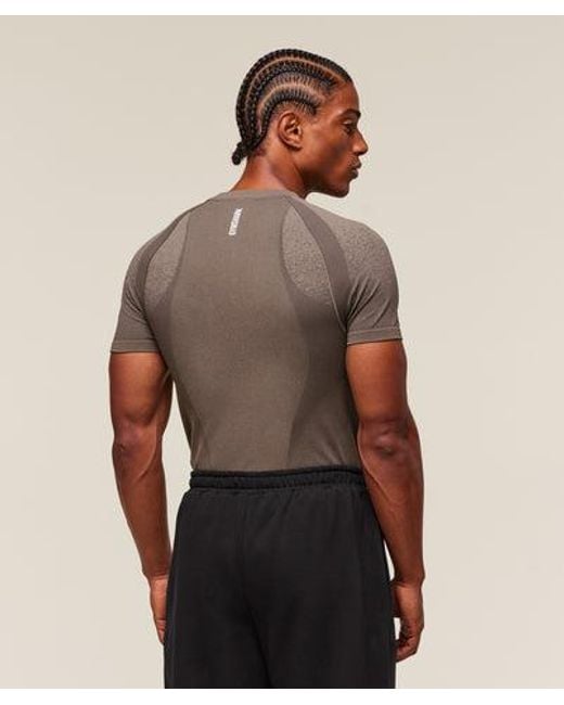 GYMSHARK Brown Shadow Seamless T Shirt for men