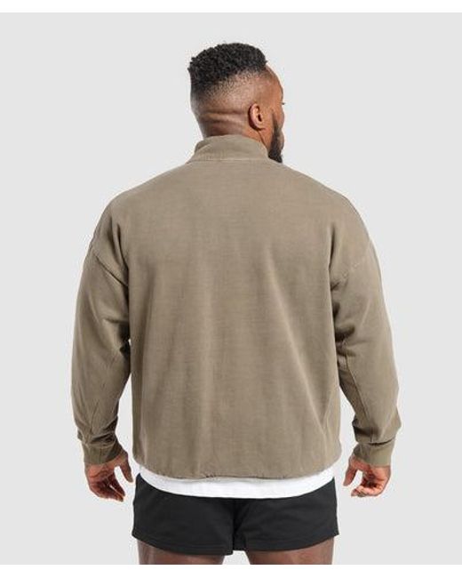 GYMSHARK Brown Premium Legacy 1/4 Zip for men