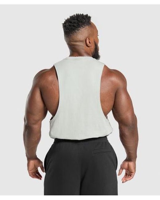GYMSHARK White Legacy Drop Arm Tank for men
