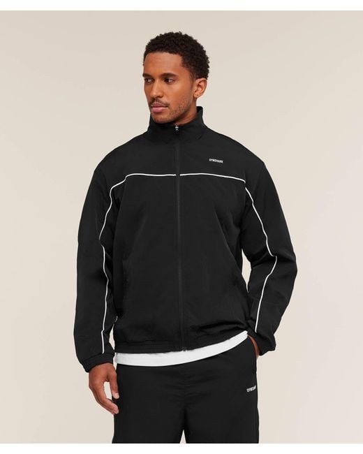 GYMSHARK Black Retro Shell Track Jacket for men