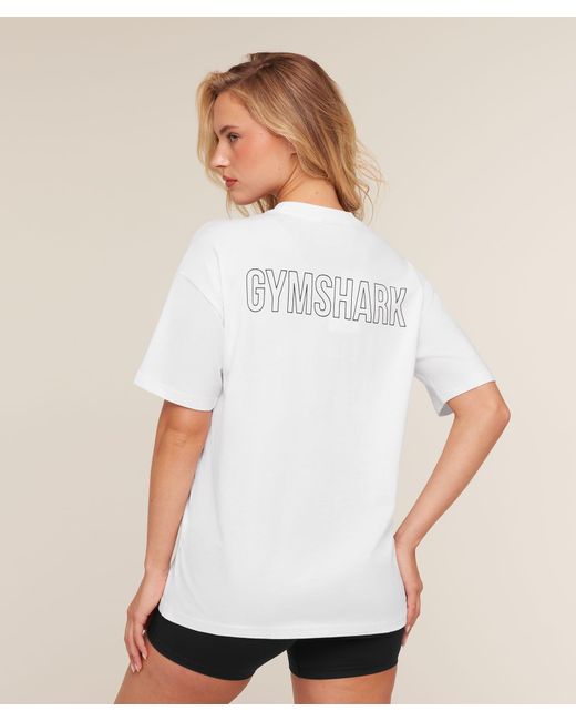 GYMSHARK White Trace Graphic Oversized T-Shirt